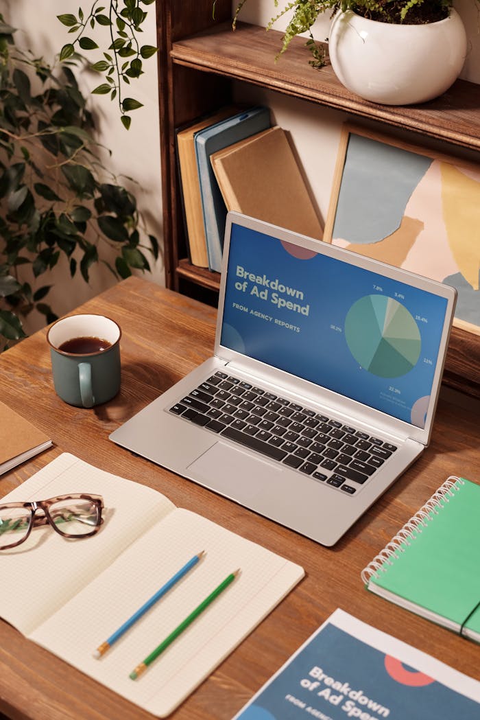 Laptop on Wooden Desk